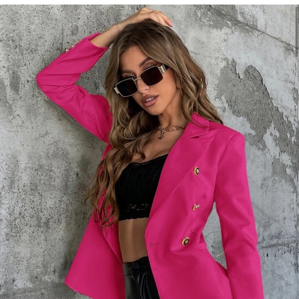 Double breasted lapel collar blazer